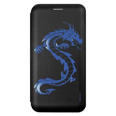 Crazy Kase Sag for Xiaomi Redmi 9 Sort Blå Drage Mønster