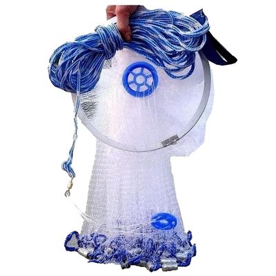 8ft Full Spread Nylon Filament Fish Net Easy Throw Fiske For Hand Cast Hvit