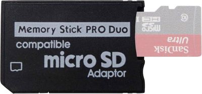 QINWEI PSP Memory Stick adapter, Funturbo Micro SD til Memory Stick PRO Duo MagicGate-kort for Sony Playstation Portable, kamera, Handycam