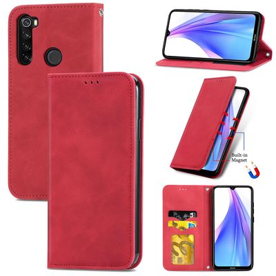 Gangxun Sag For Xiaomi Redmi Note 8 Magnetisk lukning Læder Tegnebog Cover Housse Etui Shockproof - Rød