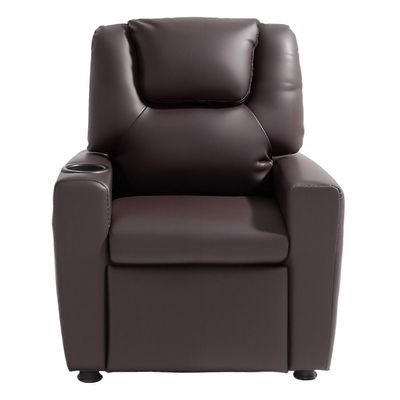 Succebuy Lasten lepotuoli, mukinpidikkeellä, 101-121 säädettävä selkänoja, PU-nahkainen lepotuolisohva jalkatuella, 41 kg kuorma, ruskea