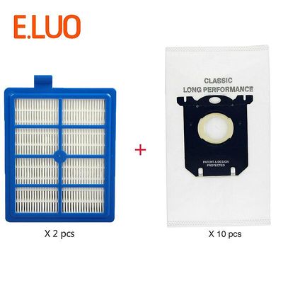 2pcs 150 * 120 * 28mm Hepa Filter + 10pcs Ikke-vævede stof tasker S-poser til at filtrere luft til støvsugerEn Fc9083 Fc9084 Fc9087 Fc9088