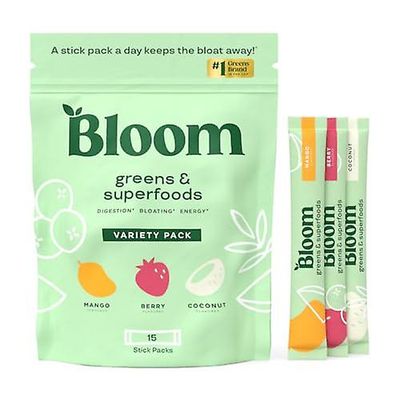 Bloom nutrition, vihreät ja superfoodit, jauhepaketit: 15 tikkua, 3 makua