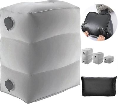 Matkapuhallettava jalkatuki, säädettävä kolmikerroksinen korkeusjalkatuki, sopii lentokoneisiin, autoihin, koteihin, juniin, toimistoihin, auton ja...