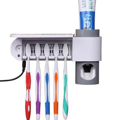Mikasa Ight Sterilizer tandbørste Holder Vægmontering automatisk tandpasta Dispenser Amerikansk stik