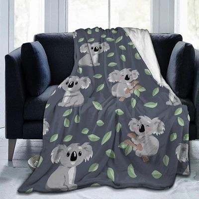Kerota flanelli twin-kokoinen huopa söpö sarjakuva koala lehdet heittää huopa erittäin pehmeä flanellifleece-sängyn peitot mikrokuituinen sängynpää...