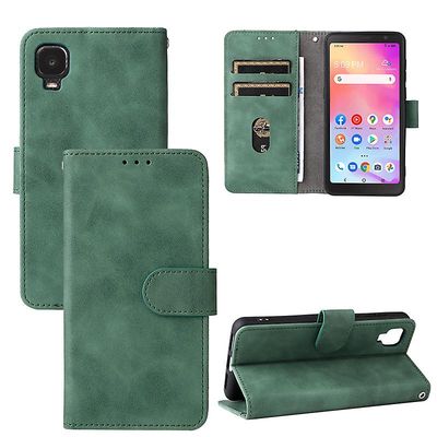 Etui til Tcl A3x A509dl Cover Premium Læder Med Kortholder Flip Folio Magnetisk Etui Coque - Sort Grøn