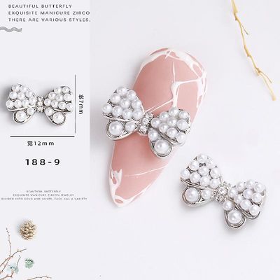 Manicure Zircon Pearl Shell Bow Star-moon Ultra Flash Light Luksus Nail Diamond Patch Sølvfarvet sølv 1889