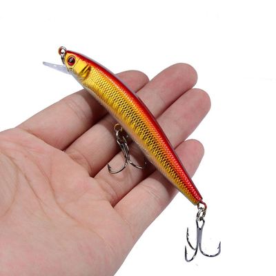 Unbrand 1pcs Minnow Fiskeri Lure 95mm 8g Flydende Hard Bait Wobbler Jig Bait Crankbait Karpe Stribet Bas Pesca Fishing Tackle Swimbait Color2