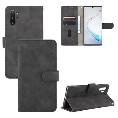 Etui til Samsung Galaxy Note 10 Plus Cover Premium læder med kortholder Flip Folio magnetisk etui Etui Coque - sort