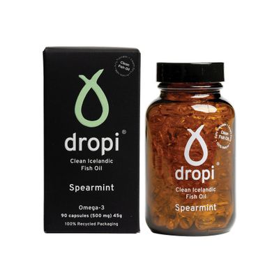 Dropi viherminttu puhdas islantilainen kalanmaksaöljy 90 kapselia
