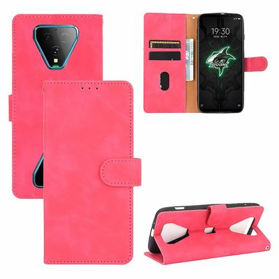 Etui til Xiaomi Black Shark 3 Cover Premium læder med kortholder Flip Folio magnetisk etui Etui Coque - Sort Pink