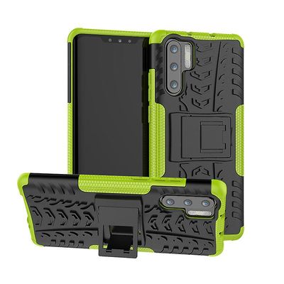 Stødsikker rustning sag for Huawei p40 med støttefod all inclusive dække grøn rpc1655