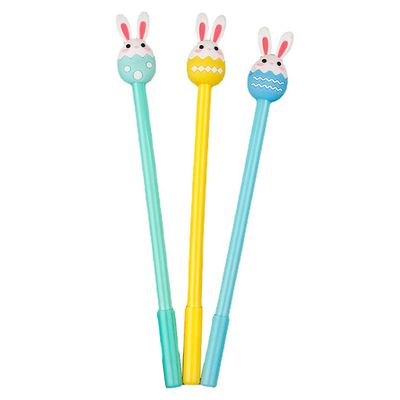 3stk tegneserie påskeæg kanin pen hurtigtørrende blæk glat skrivegel pen behageligt greb skolepen papirvarer QingHai Tilfældig farve 3pcs