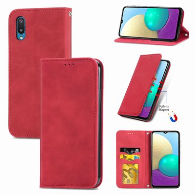 Gangxun Sag til Samsung Galaxy A02 Magnetisk lukning Læder Tegnebog Cover Housse Etui Shockproof - Rød