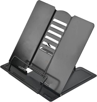 Ergonominen asiakirjateline, säädettävä metallinen kirjateline liikkuvilla pidikkeillä, liukumaton muotoilu paksuille kirjoille ja yksittäisille ar...