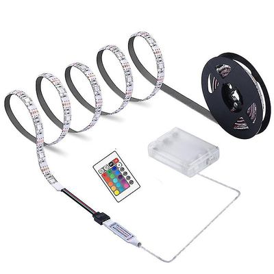 Led Strip Light fjernkontroll batteri boks drevet høy lysstyrke Ip65 vanntett dekorasjon Dc 5v RGB 5050 TV bakgrunnsbelysning romlamper vegg dekor ...