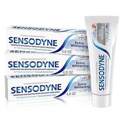 Sensodyne ekstra kridtning følsomme tandblegning tandpasta, 4 oz, 3 pack