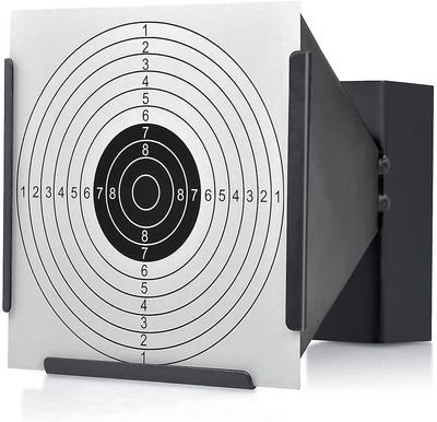 Linkrunning Målholder 14 * 14 cm + 100 mål Luftgevær Pelletsfælde Skydemål sort 15*14*19CM