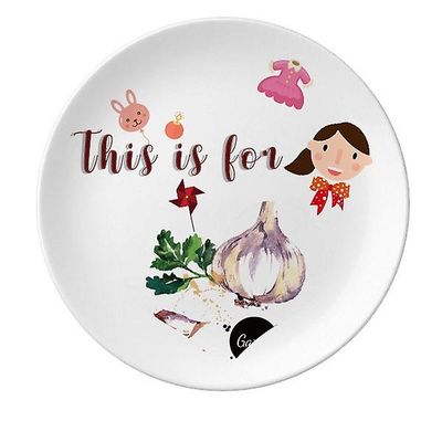 Hvidløg Vegetabilske Velsmagende Sund Akvarel Datter Dessert Plate Dekorative Porcelæn 8 Tommer Dinner Home