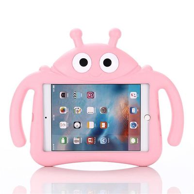 Lasten leppäkerttukotelo Ipad Minille 1/2/3/4/5, jalustan raskas iskunkestävä kansi Vaaleanpunainen