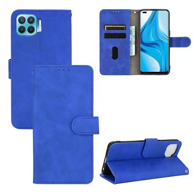 Etui til Oppo A93 4g / Reno 4f Cover Premium læder med kortholder Flip Folio magnetisk etui Etui Coque - Sort Blå