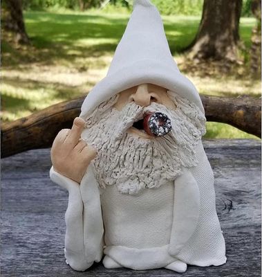 Hage Gnome, 3d røyke trollmann, polyresin utendørs skulptur med langfinger hagestatue