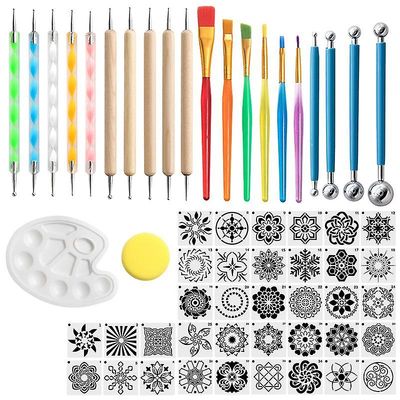 58 Pcs mandala maleri værktøj skabelon diy graffiti kunst søm forsyninger at05