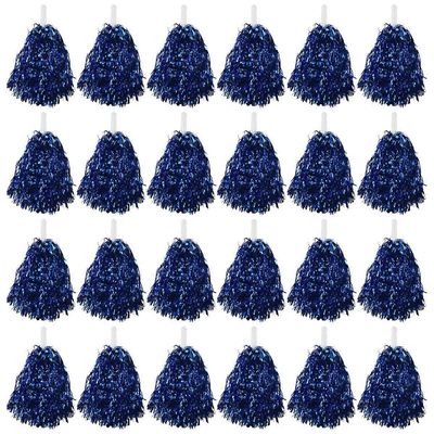 24 kpl cheerleading-pom-pomeja, metallifoliota, muovikahvalla varustettuja cheerleading-pom-pomeja aikuisille ja lapsille sininen