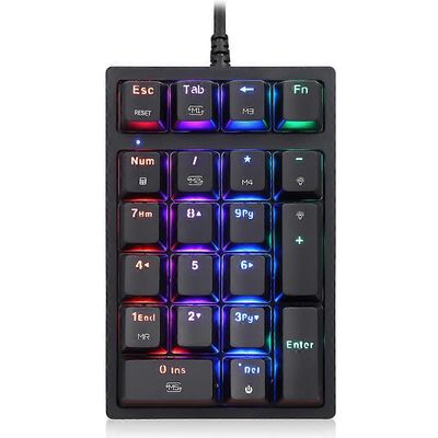 K24 numeerinen mekaaninen näppäimistö 21 näppäintä USB-langallinen näppäimistö 13 RGB-valotehosteella OUTEMU punainen kytkin