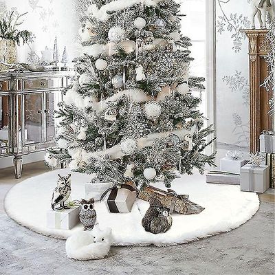 Colorans juletre skjørt plysj fuskepels teppe xmas gulvmatte ornamenter 78cm