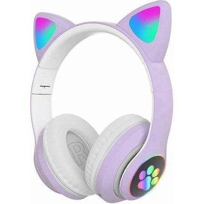 Taitettavat Bluetooth-kuulokkeet, Cat Ear Led Light Up Langattomat lasten kuulokkeet, 10h leikkiaika, Lasten kuulokkeet mikrofonilla korvan yli Kou...