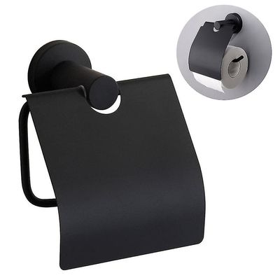 rustfritt stål toalettpapir holder veggmontert toalett vev roll holder for bad, børstet finish med vanndeksel Black
