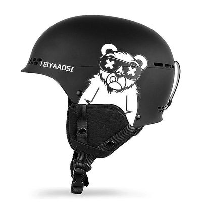 Ny Unisex Ski Snowboard Hjelm Ce Certifikat Halv-dækket anti-impact for voksne og børn skiløb Sikkerhed Sports hjelm Sort L(54-58CM)