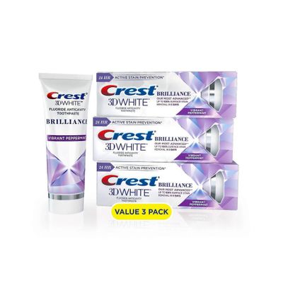 Crest 3d valkoinen kirkkaus + fluoridi onteloa estävä hammastahna, 3,9 oz x 3 ea