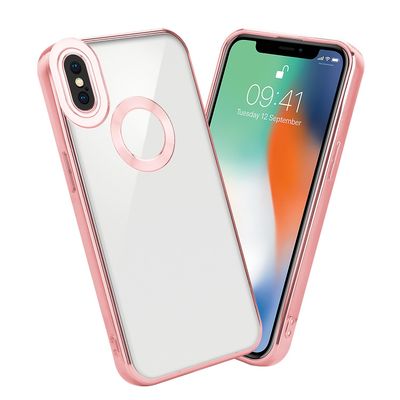 Apple iPhone X / XS-deksel til telefondeksel TPU-deksel - Chrome-utseende med kamerabeskytter Gjennomsiktig - Sølv