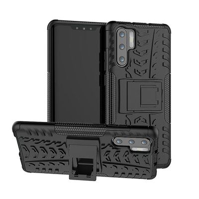 Stødsikker rustning sag for Huawei mate 30 pro med kickstand all inclusive dække sort rpc1581