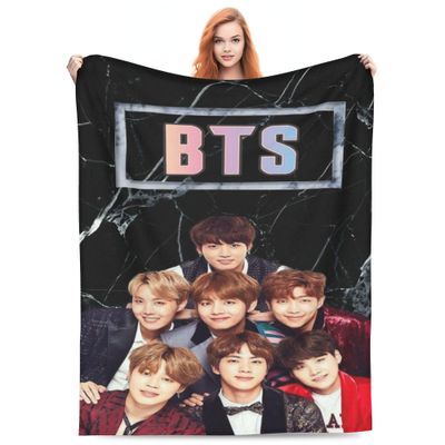 Kpop BTS teppe flanell ultramyk fleece kaste teppe sengetøy fuzzy lett seng sofa for voksne-wxu336 80x60in 200x150cm