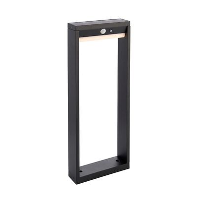 Endon Collection Lighting Dannah Moderne Solar Powered LED Box Formet Pullert Lampe Tekstureret Sort, PIR Motion &Day Night Sensorer, Varm Hvid, IP44