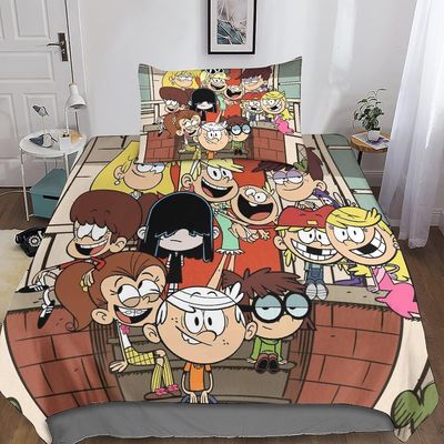 Kerota Loud House sengetøjssæt sengetøjssæt til voksne og børn D Print mønster The Loud House Soft Microfiber dynebetræk med pudebetræk 135 * 200 C...