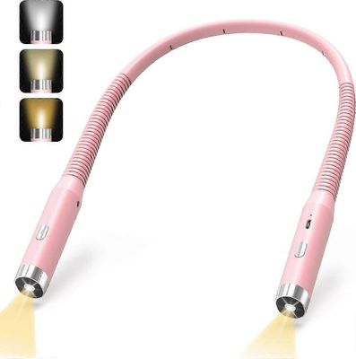 Sängyn lukuvalo Ladattava kaula Lukuvalo LED 3 väriä Lukuvalo Säädettävä kirkkaus Joustava Mukava kirja vaaleanpunainen