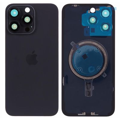 iPhone 15 Pro akkukotelo kiinnikkeellä + kameran linssin suojuksen vaihto-osa - musta Monivärinen Black