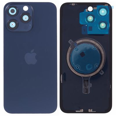 iPhone 15 Pro akkukotelo kiinnikkeellä + kameran linssin suojuksen vaihto-osa - sininen Monivärinen Blue