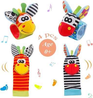 2025,Vauvan rannehelistimet 4 kpl vastasyntyneen rannehelistin- ja jalkaetsinsarja, pehmeät eläinten helistinlelut B:lle