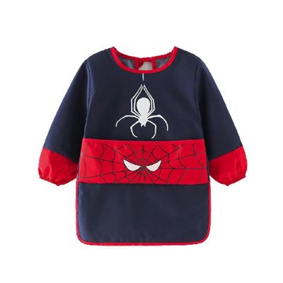 Taapero maali esiliina Vedenpitävä Maalaus syö pitkähihainen ruokalappu mukava hengittävä pestävä Hämähäkkimies Musta 110cm