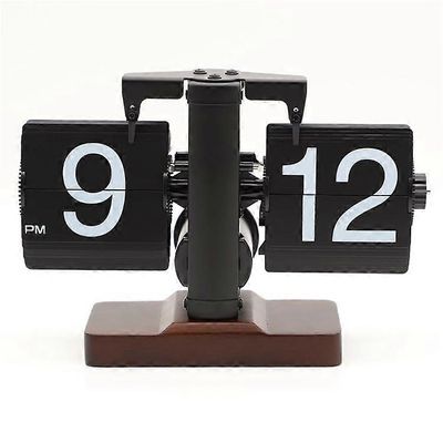 Automaattinen läppäkello Retro yksinkertainen kotipöytäkello yhden jalan ruostumattomasta teräksestä valmistettu kvartsiliike läppäkello pähkinä ne...