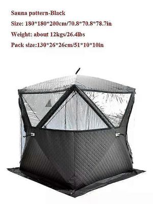 Con ulkona 3-4 hengen 4 kauden retkeilysaunateltta paksunnettu automaattinen talvipilkkiteltta ikkuna / savupiipun reikä auto kannettava Sauna musta
