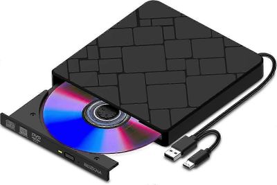 Ulkoinen CD DVD-asema USB 3.0 Type-C kannettava DVD-soitin Windows 11/10 / MAC OS -käyttöjärjestelmälle