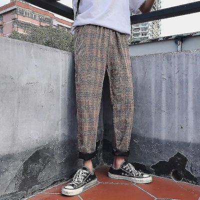Ungdom Streetwear Sort Plaid Bukser Mænd Lige Harem Pant Hip Hop Bukser L