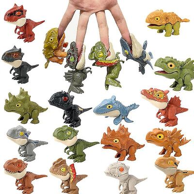 Mini Toimintahahmot Sormea purevat lelut Jurassic Dinosaur Park Reppu Riipus Snap Squad T-rex Dino Bite Hand Lasten pojat Lelut 1KPL Harmaa Echinod...